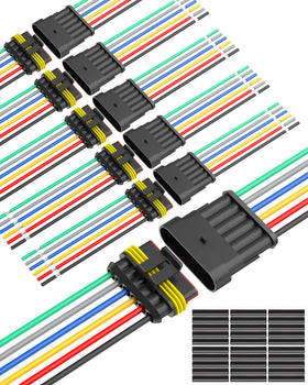 NAOEVO front packaging showing six 6-pin waterproof connectors and accessories for quick installs