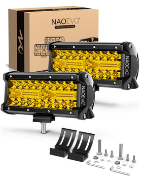 NAOEVO front view of 7in LED bar showing lens and housing for rugged visibility