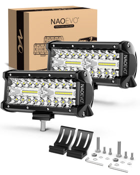 NAOEVO front view showing 7-inch bar and bright white beam for improved visibility