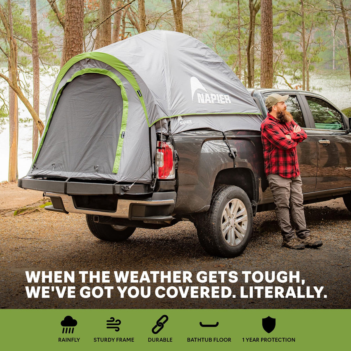 Napier backroadz rainfly closeup highlighting weather protection and durability