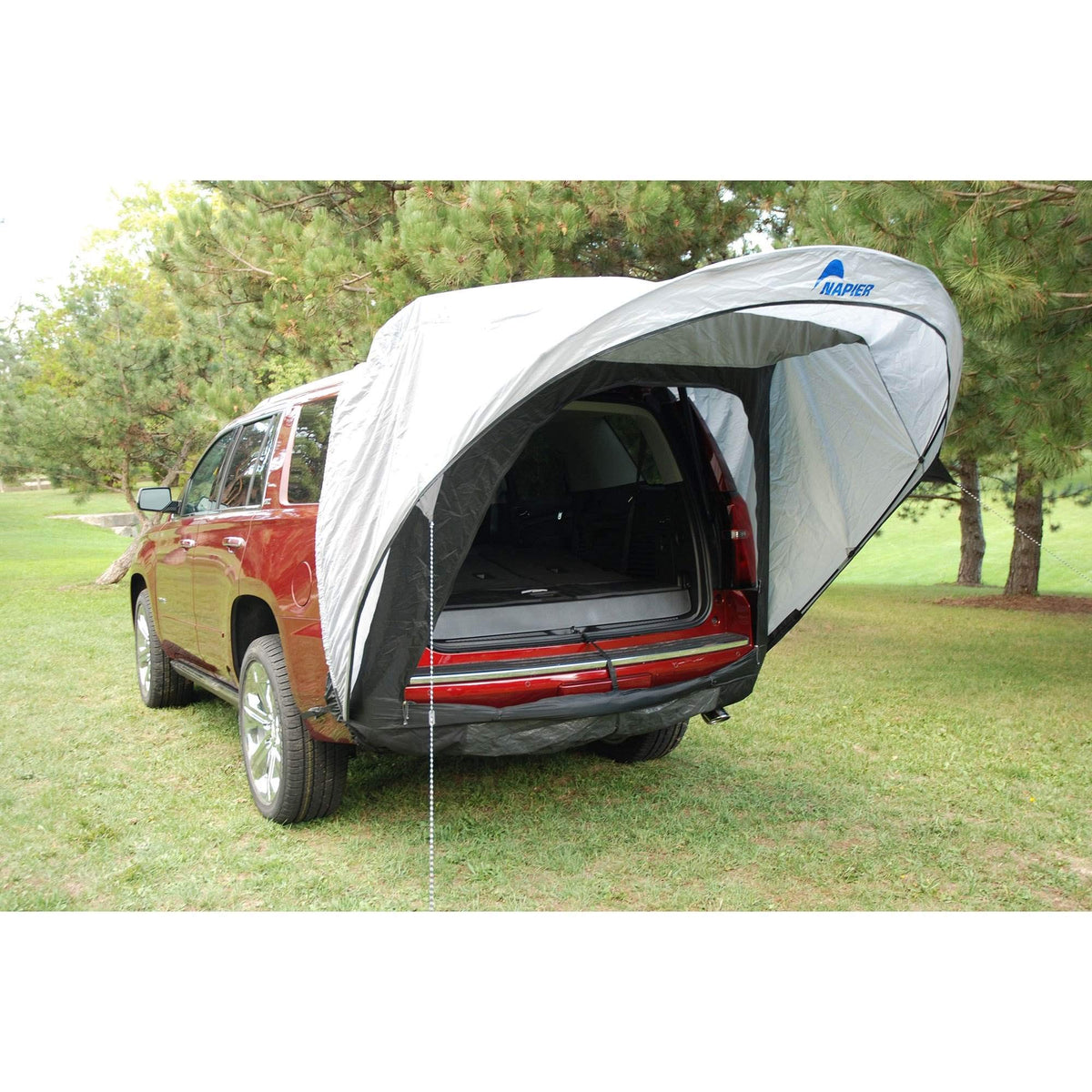 Napier Sportz Cove fitted to SUV with sleeping pad showing comfortable vehicle camping space