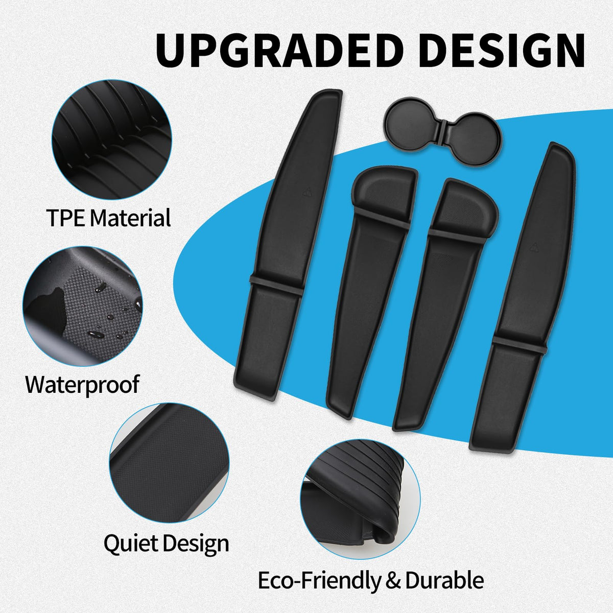 Narottl rear door pocket liner in Tesla Model Y Juniper protecting panel from scratches and spills