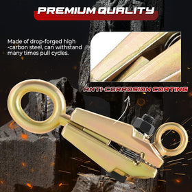 NATGAI clamp installed in a pinch weld demonstrating narrow-space access and paint protection