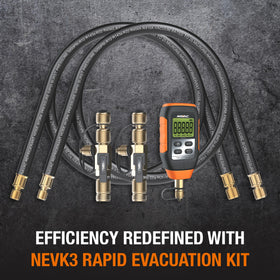 NAVAC NEVK3 kit in field setup connected to HVAC unit for faster evacuation