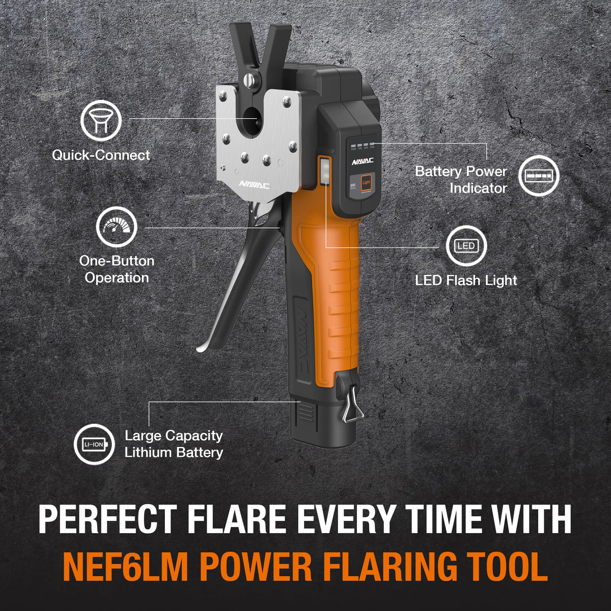 NAVAC NEF6LM die close-up displaying precision-machined surfaces for accurate flares