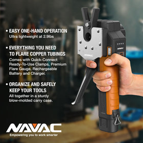 NAVAC NEF6LM on jobsite with flashlight lit showing improved visibility and efficiency