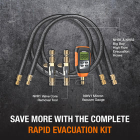 NAVAC NVR1 close-up of valve core removal tool demonstrating leak-free core removal
