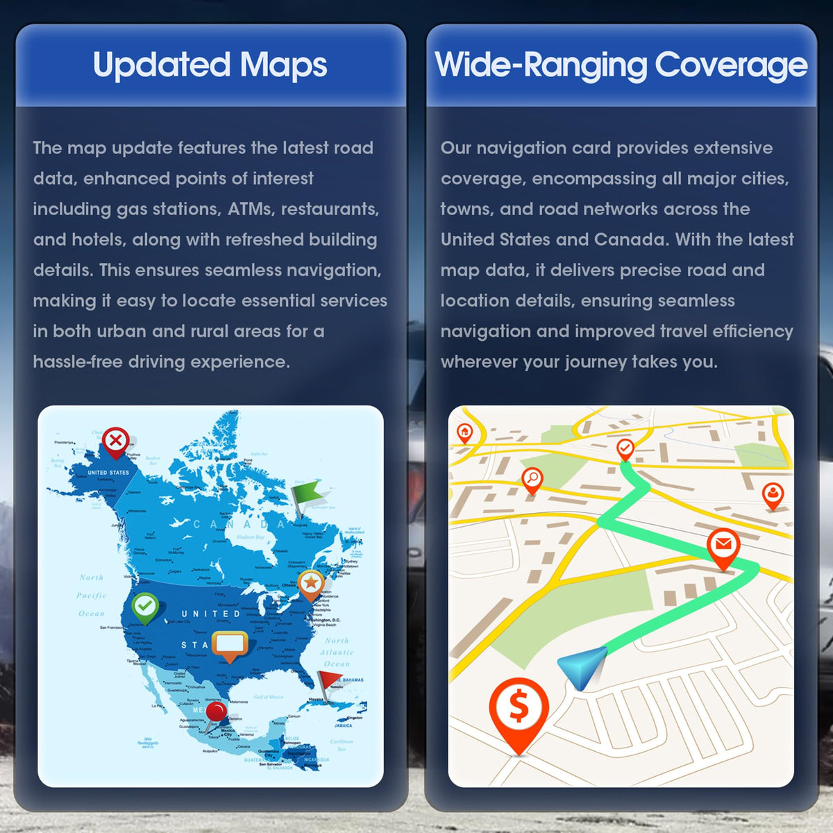 Navtimi map on Chevy infotainment screen demonstrating clearer routing results