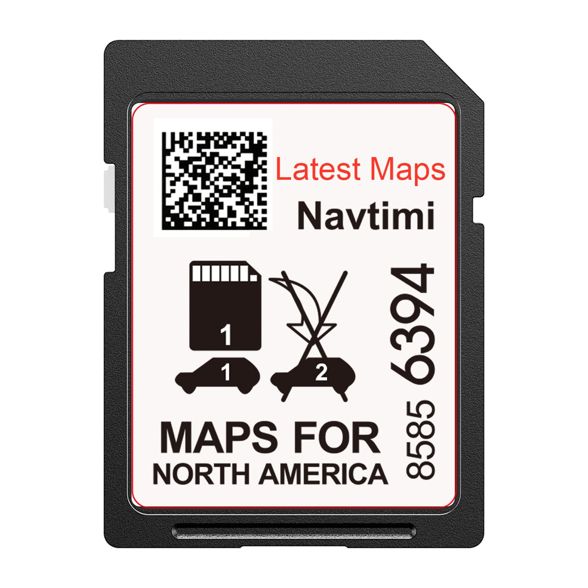 Navtimi SD card front packaging showing product and benefit of updated maps