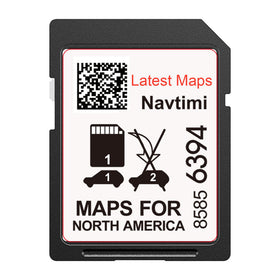 Navtimi SD card front packaging showing product and benefit of updated maps