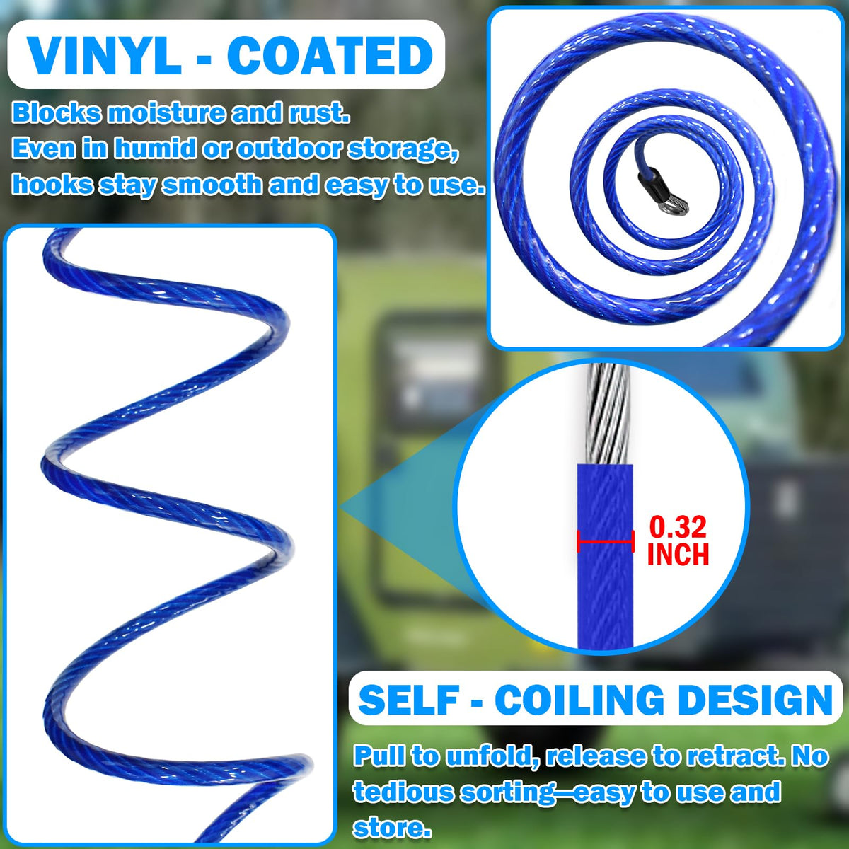 NAZOU cable hooked to trailer eyelet showing easy installation and reliable backup benefit