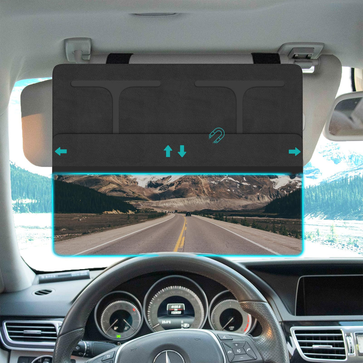 NAZZO front view installed on visor showing full shade benefit