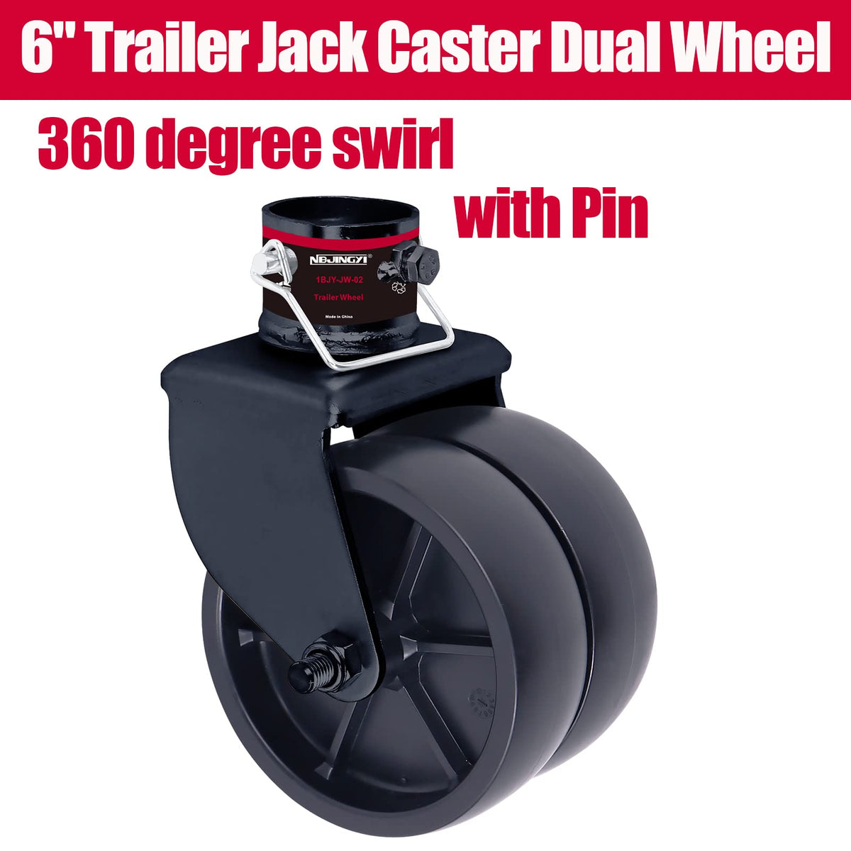 NBJINGYI close-up of dual poly wheels for improved ground contact