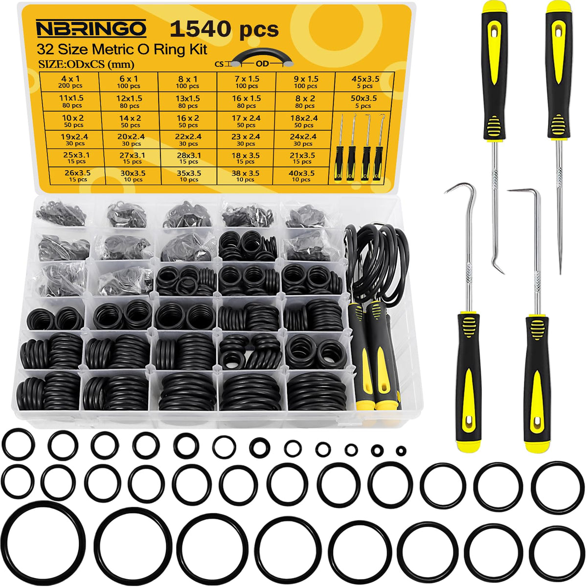 NBRINGO front packaging case open showing 32 sizes and tools for quick selection