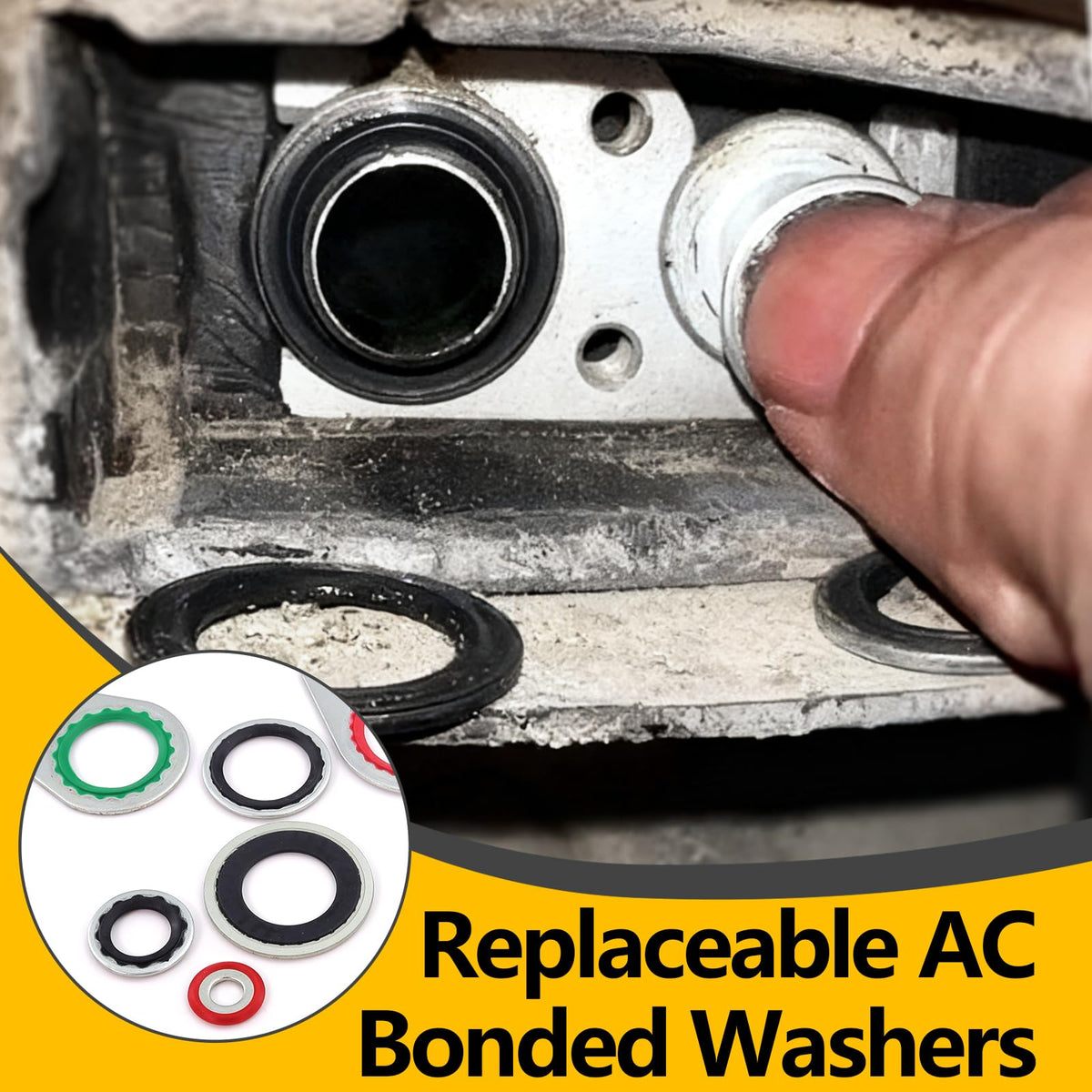 NBRINGO parts being installed on AC compressor showing proper fit and leak prevention benefit