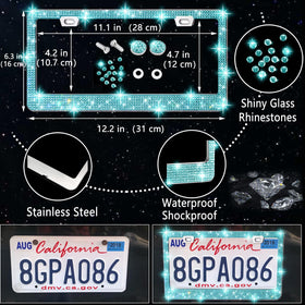 NBTEPEM license plate frame installed on car exterior adding coordinated sparkle