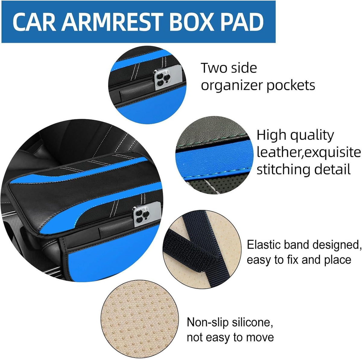 NBTEPEM armrest cover installed on center console for padded elbow comfort