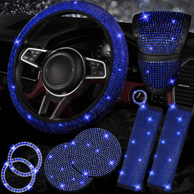 NBTEPEM front view of full blue bling 8-piece set showing coordinated sparkle