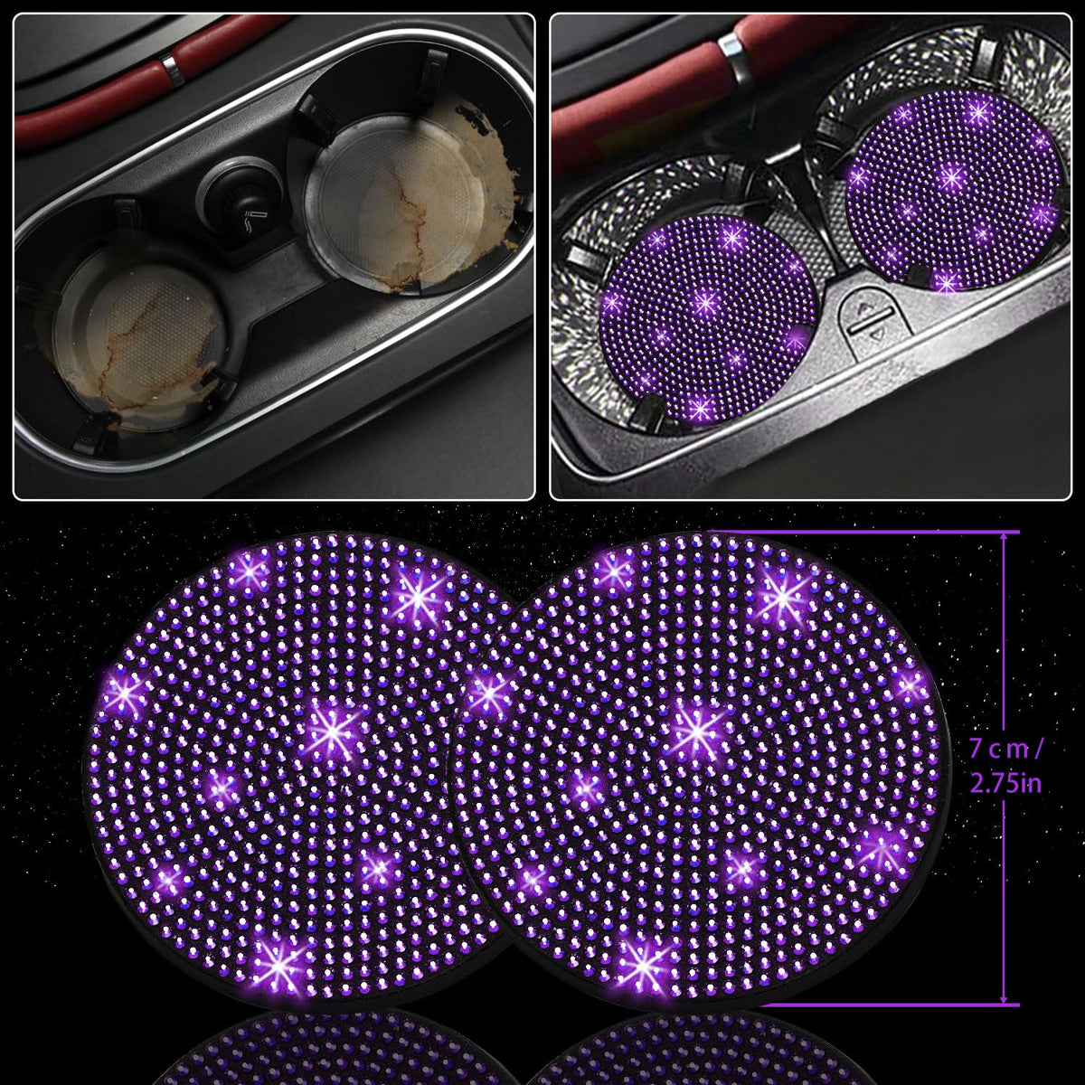 NBTEPEM car coasters and start-button rings displayed showing coordinated accents benefit