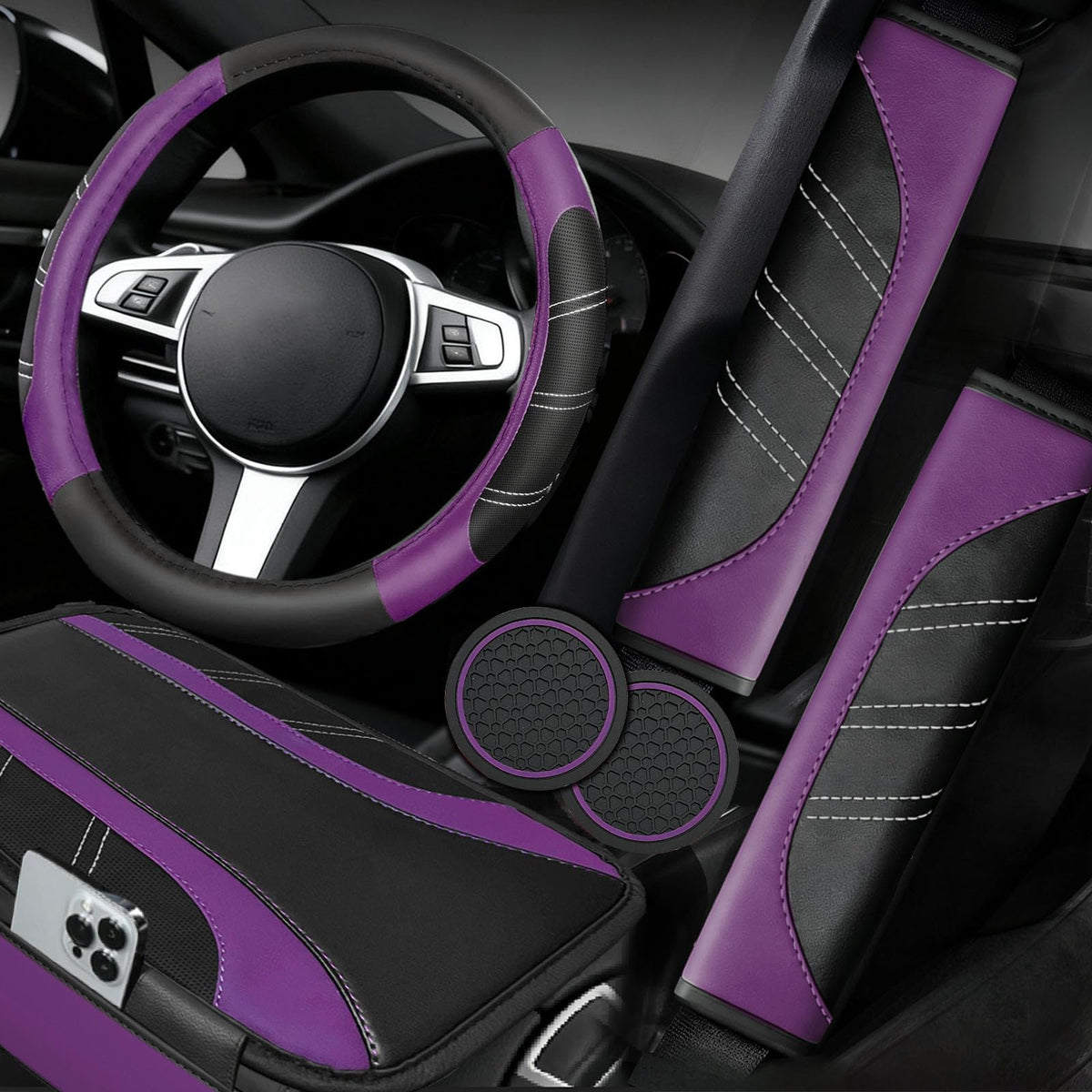 NBTEPEM front view of full 6-piece purple black set showing coordinated styling and value