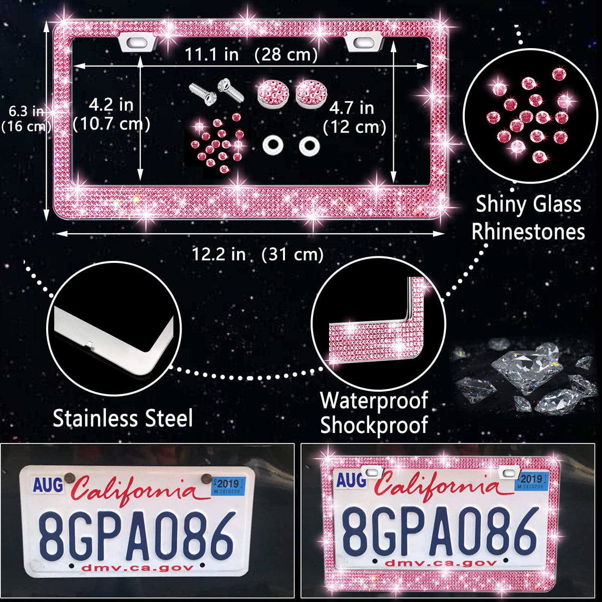 NBTEPEM license plate frame detail adds glam to exterior