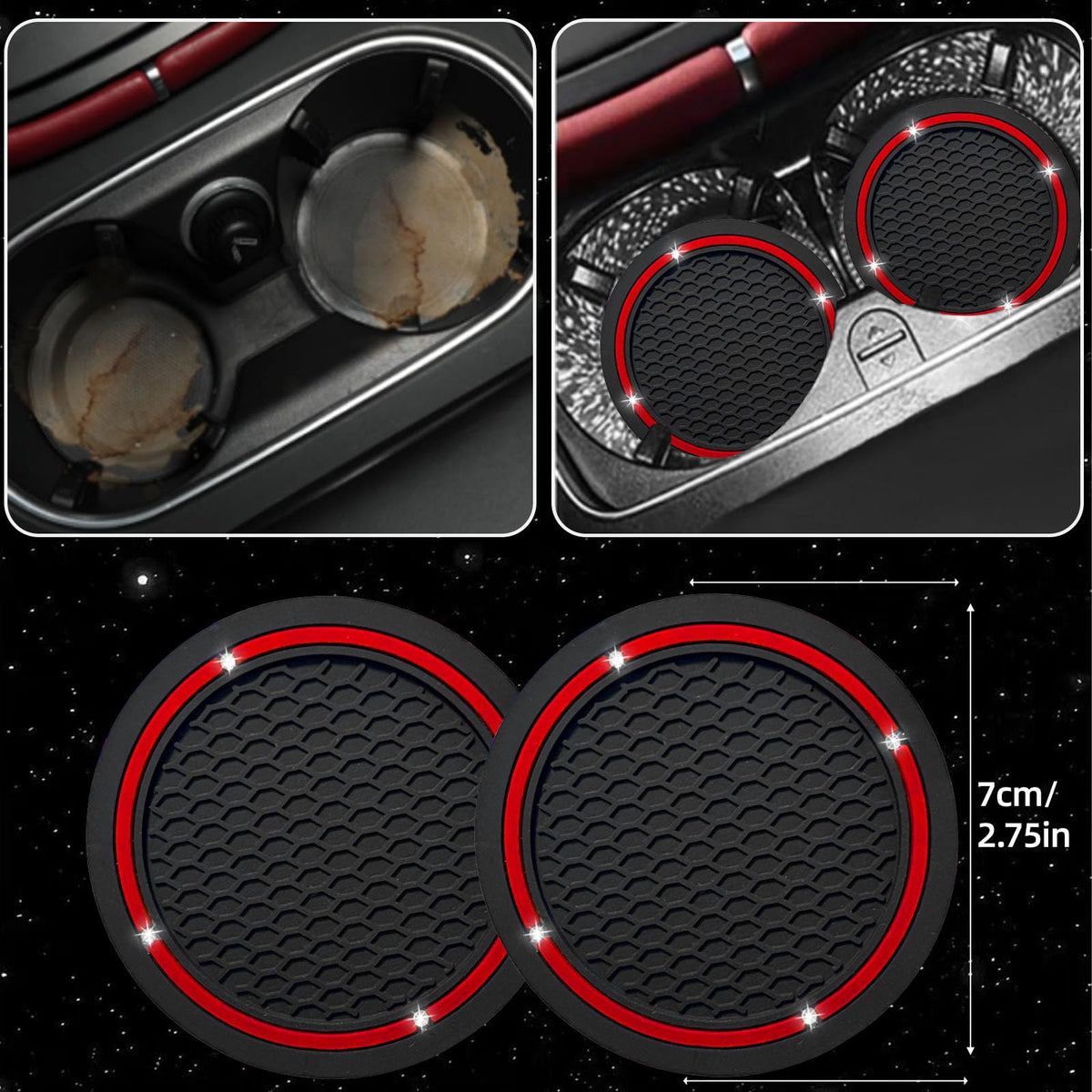 NBTEPEM lifestyle shot of car interior showing cohesive red bling upgrade and appeal