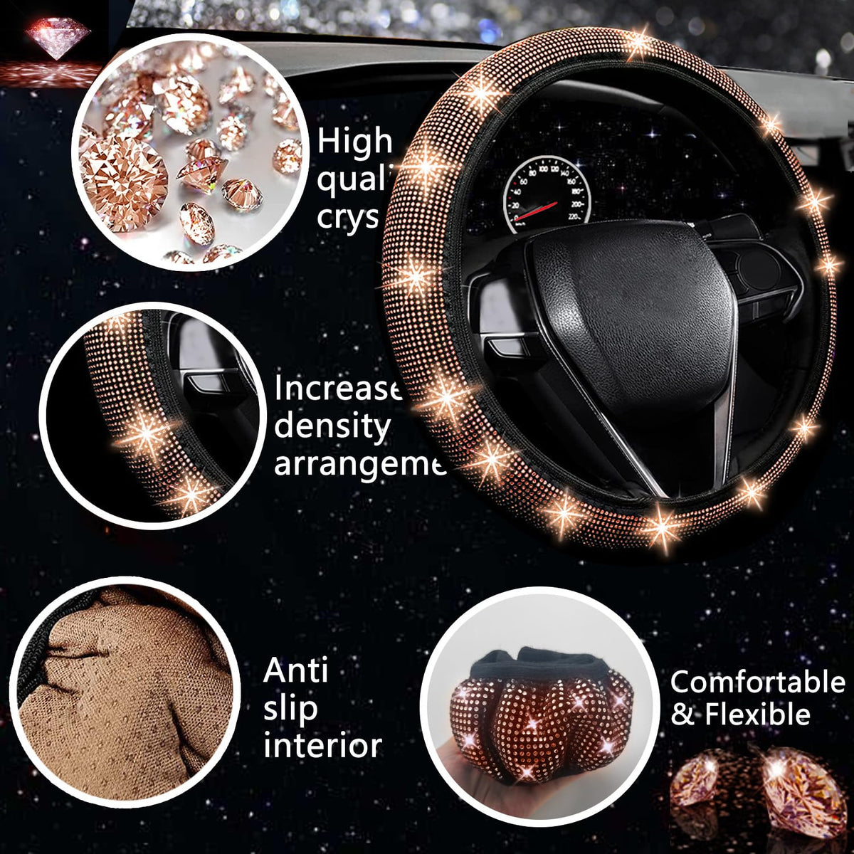 NBTEPEM phone holder detail with rhinestone finish and stable phone support benefit
