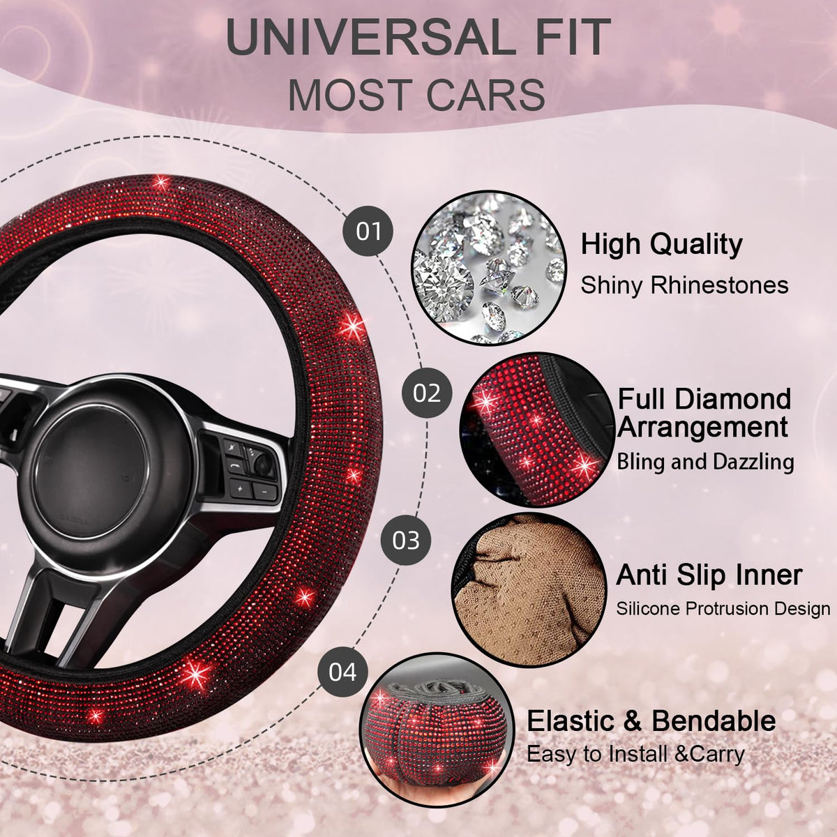 NBTEPEM close-up seat belt cover rhinestone detail adds style and comfort