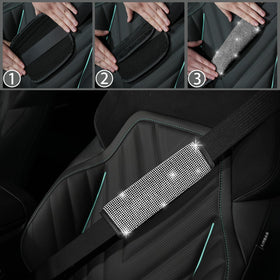 NBTEPEM seat belt covers installed showing comfort and sparkle
