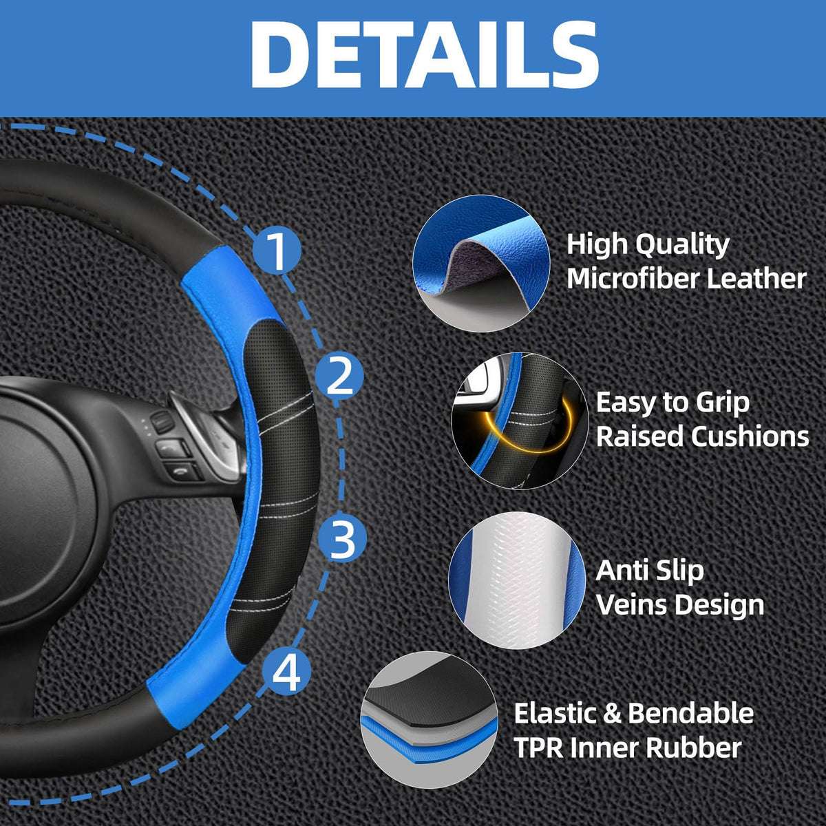 NBTEPEM seat belt cushion detail with stitching for softer shoulder contact