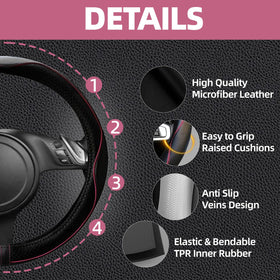 NBTEPEM pair of pink seat belt cushions showing comfort and strap protection