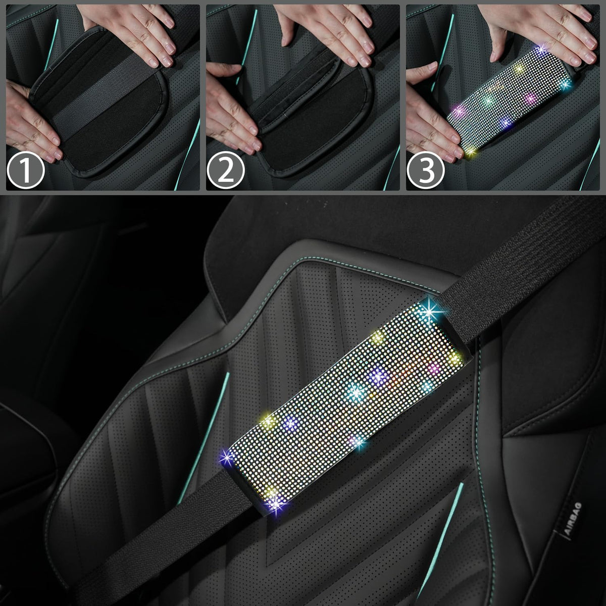 NBTEPEM seat belt pad detail emphasizing comfort and strap protection