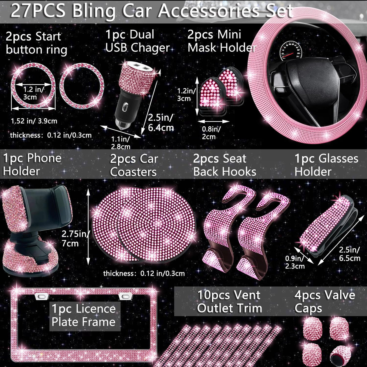 NBTEPEM steering wheel cover close-up adds sparkle and grip