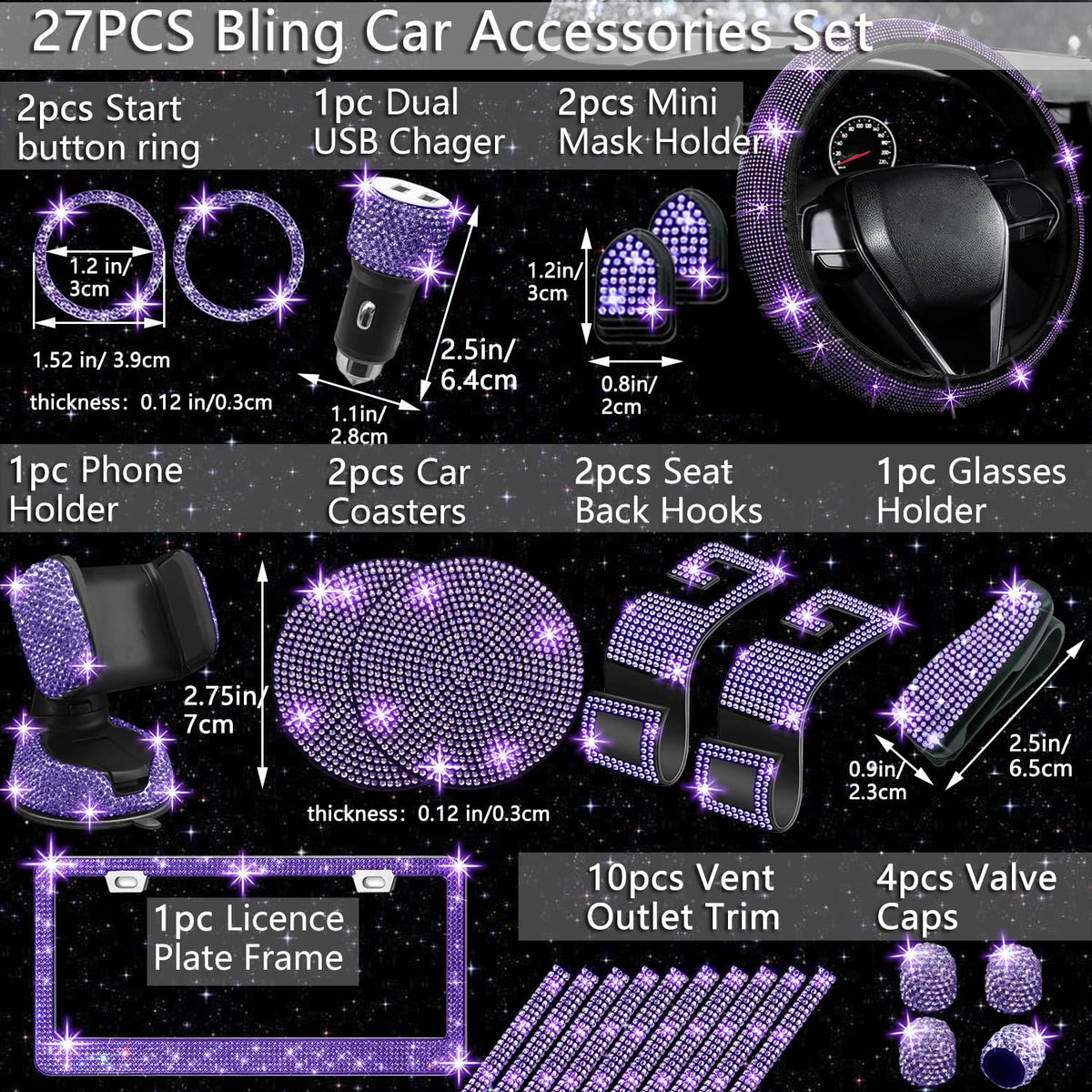 NBTEPEM purple steering wheel cover installed on 15 inch wheel for improved grip