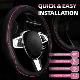 NBTEPEM close-up of steering wheel cover stitching highlighting durability and grip