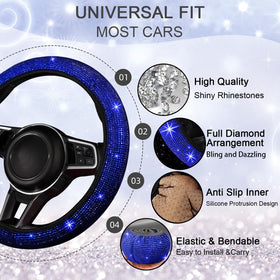 NBTEPEM close-up of steering wheel cover rhinestones for stylish grip