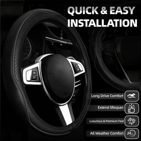 NBTEPEM steering wheel cover close-up showing grip texture and comfort benefit