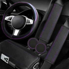NBTEPEM steering wheel front view showing secure fit and stylish purple finish