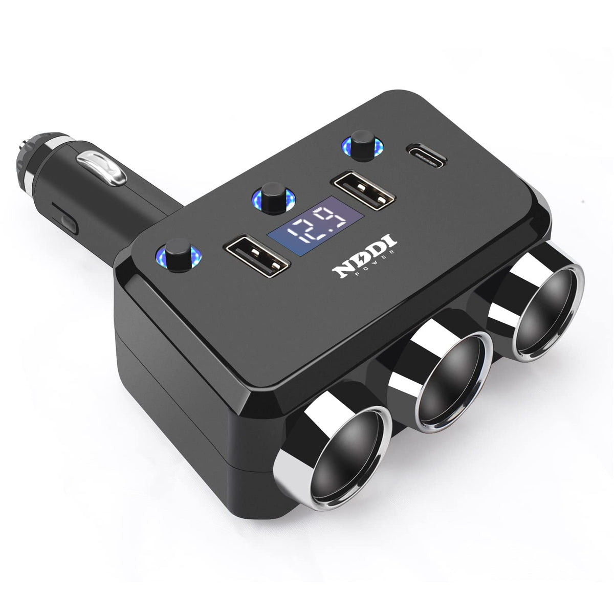 NDDI POWER front view showing ports and compact design for versatile charging
