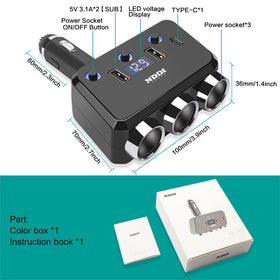 NDDI POWER installed in car cup area powering multiple devices on road trips