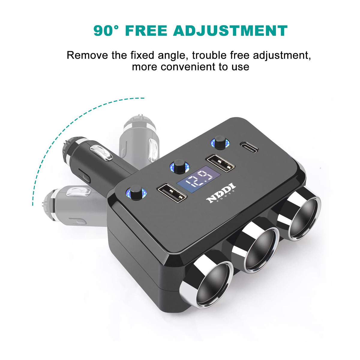 NDDI POWER three cigarette sockets angled with independent switches for control