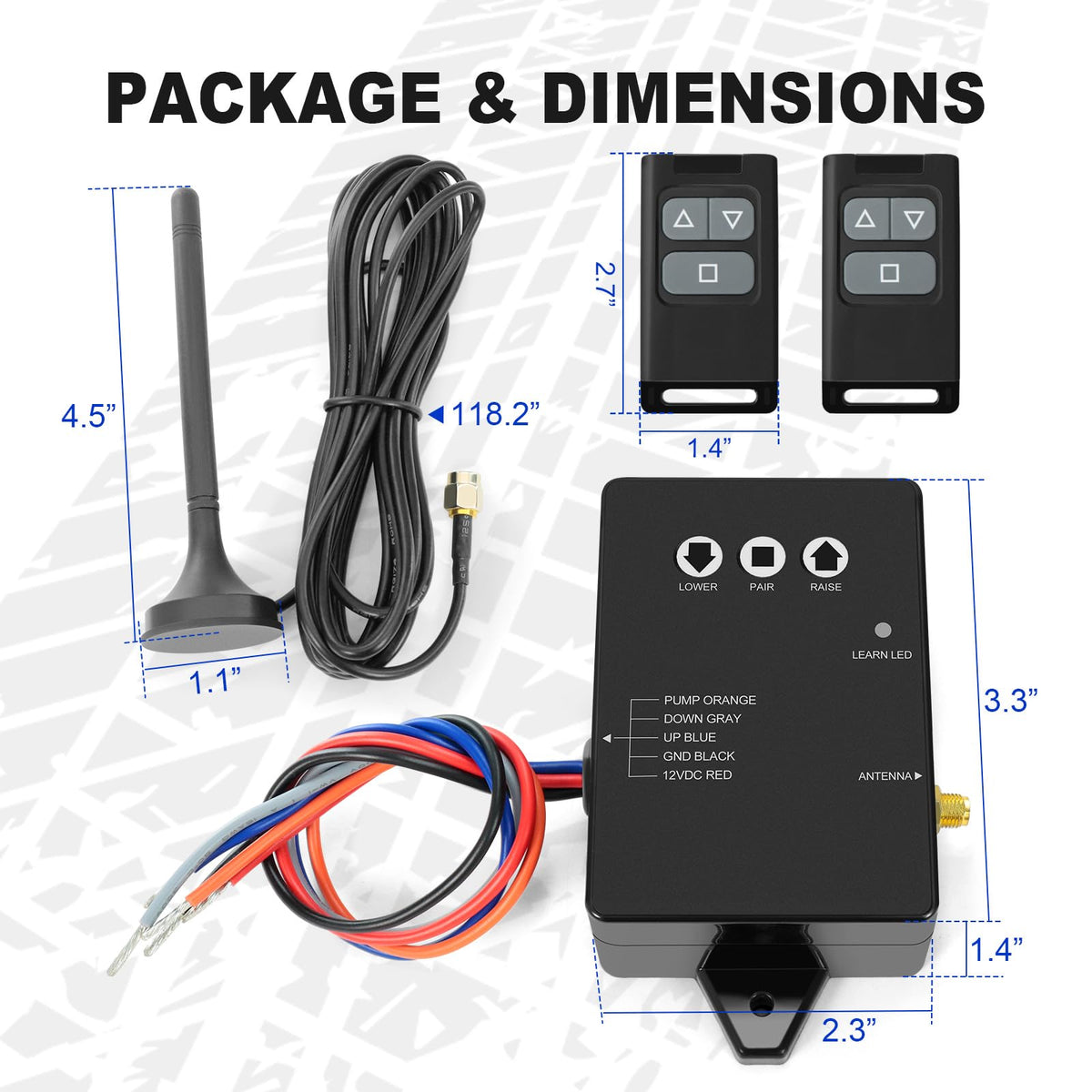 NeaLia CT021 kit contents spread out including receiver antenna remotes and manual for completeness