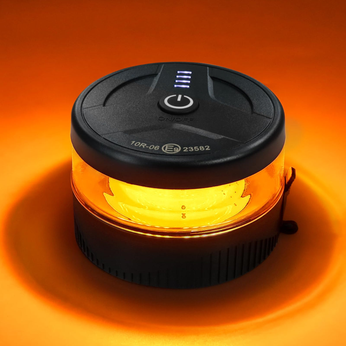 NeaLia front view amber beacon showing compact profile and visibility benefit
