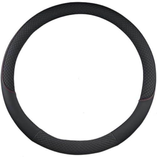Neasekuoia front view of black steering wheel cover showing fit and finish benefit