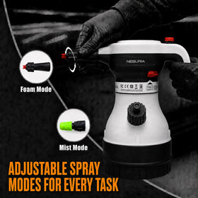 NEBURIA spraying thick foam on car, faster dirt removal