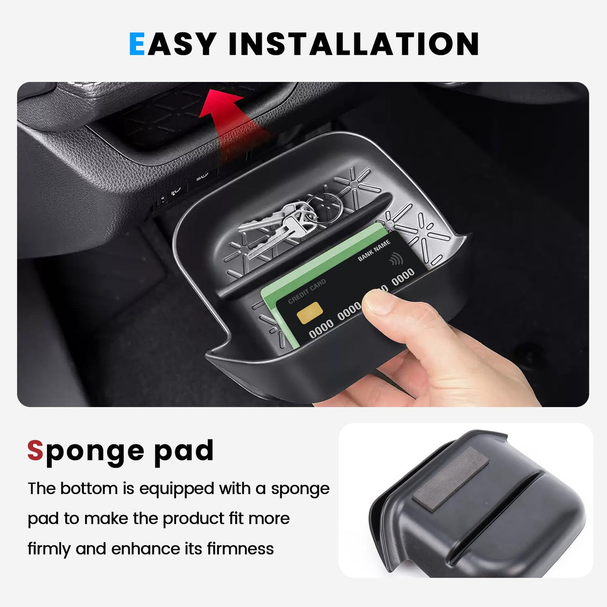 Neepiar armrest storage box showing depth for cables and sunglasses