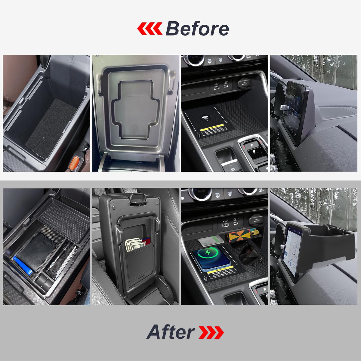 Neepiar armrest storage open showing roomy compartment and organized storage