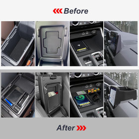 Neepiar armrest storage open showing roomy compartment and organized storage