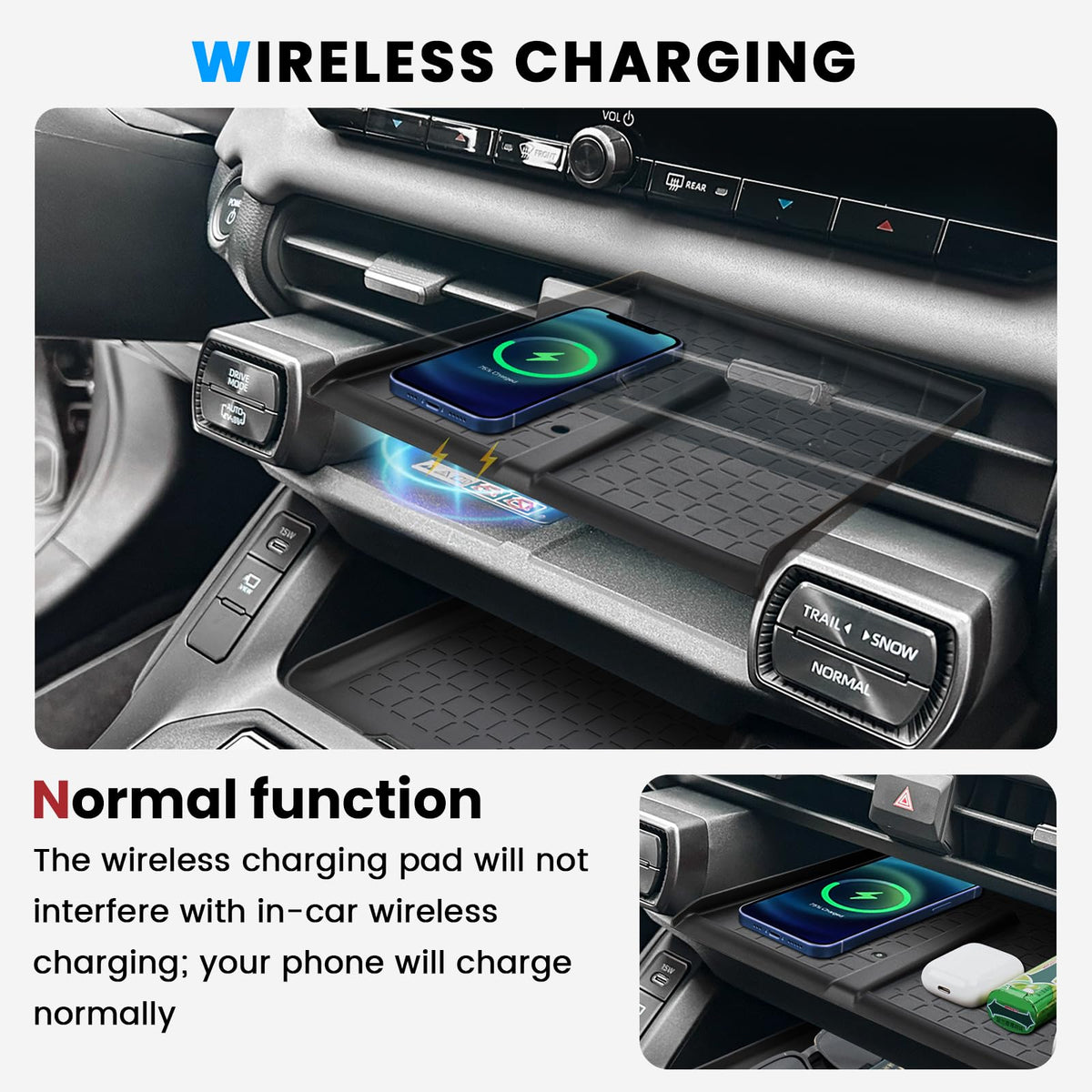 Neepiar center console silicone pad flat on console preventing scratches and stains
