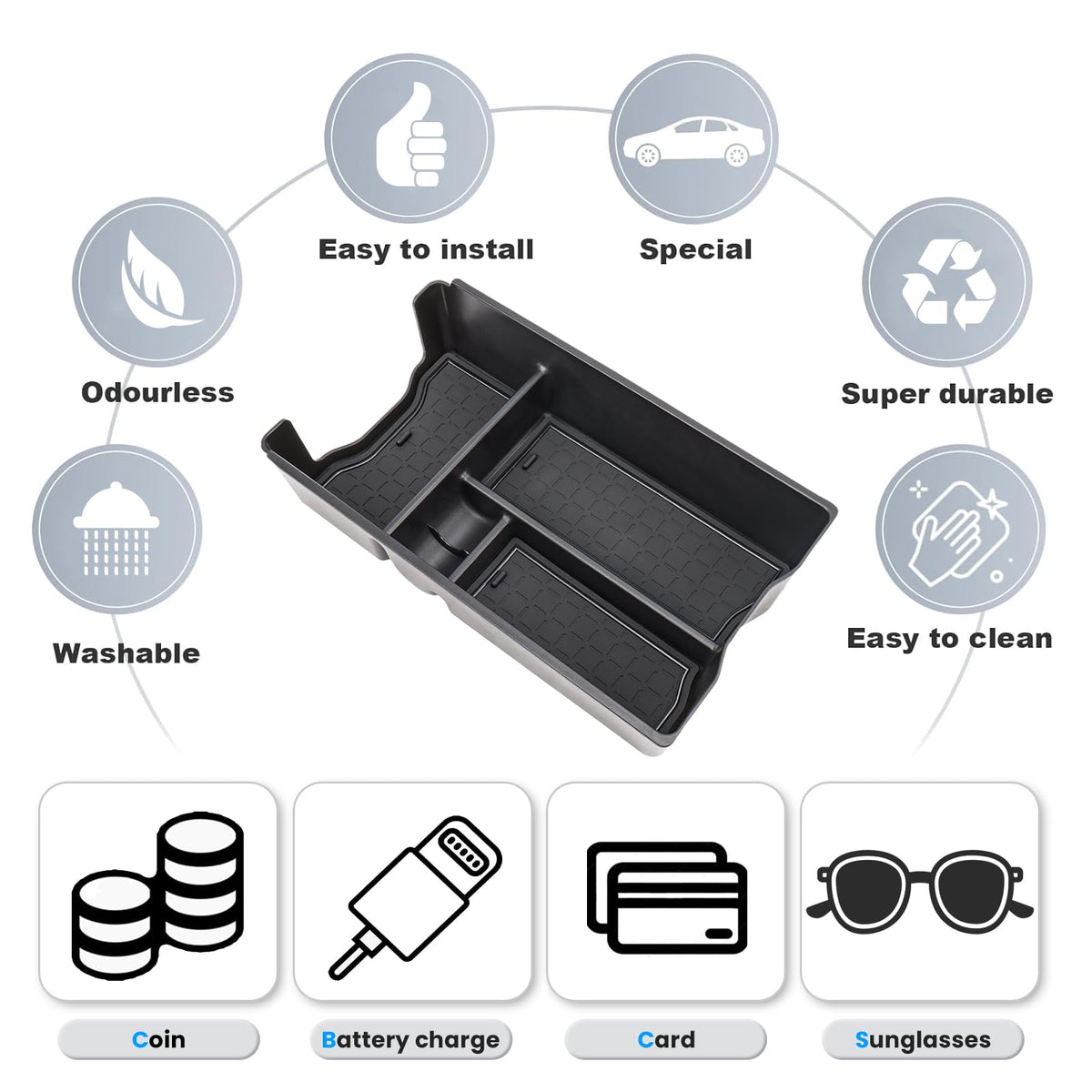 Neepiar cup holder insert with silicone mats protecting against spills and rattles